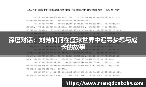 深度对话：刘芳如何在篮球世界中追寻梦想与成长的故事